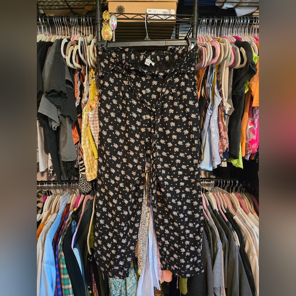 Floral Black Women's Pants